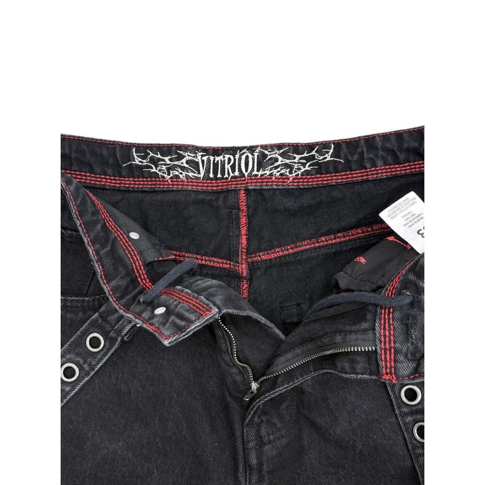 Vitriol Black Denim Cargo Shorts Grommet Straps - Picture 7 of 7